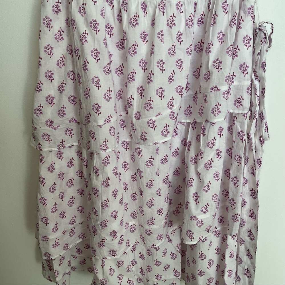 J. Crew Lavender Cotton Sz12 Asymmetrical Floral Ruffles Tiered Dress Cotton NWT - Picture 7 of 17